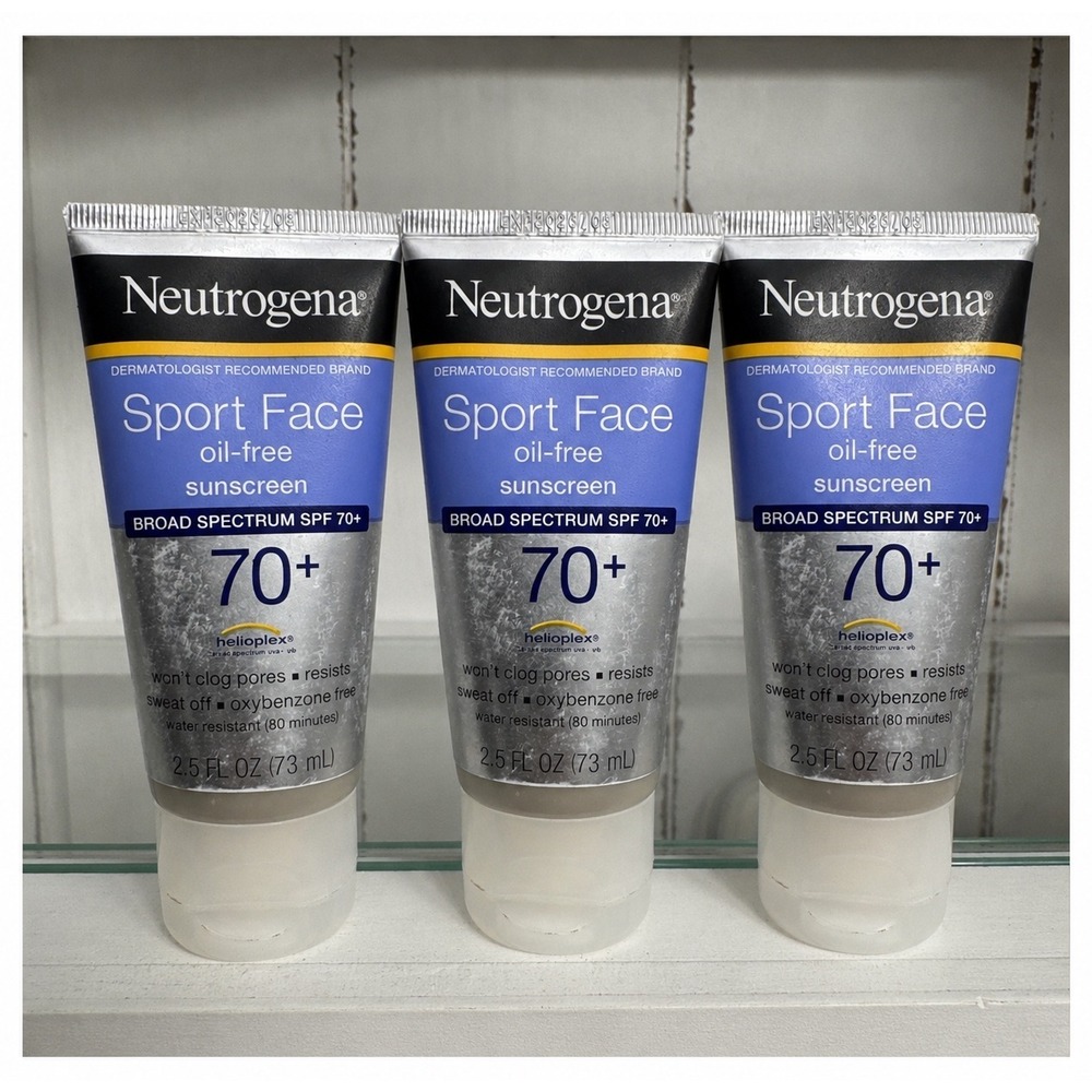 3pk Neutrogena Sport Face Oil-Free Sunscreen SPF 70+ Broad Spectrum 2.5oz Tubes